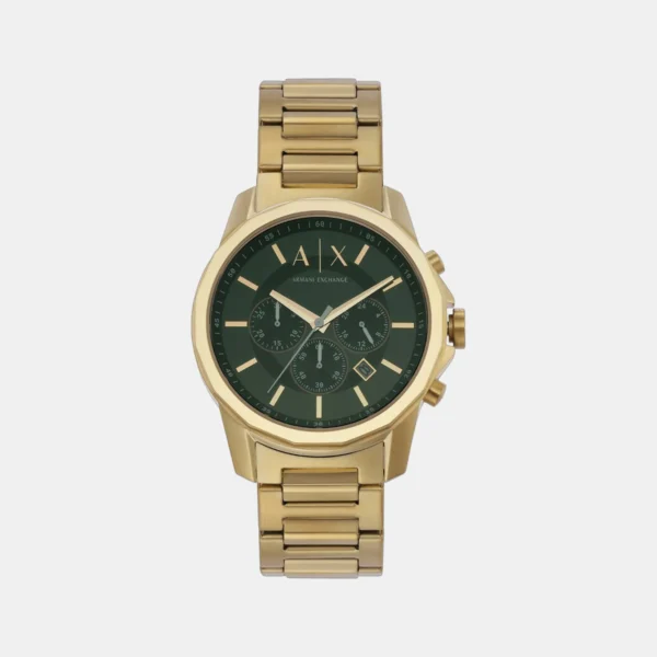 Banks Men Quartz Green Dial Chronograph Stainless Steel Watch AX1746